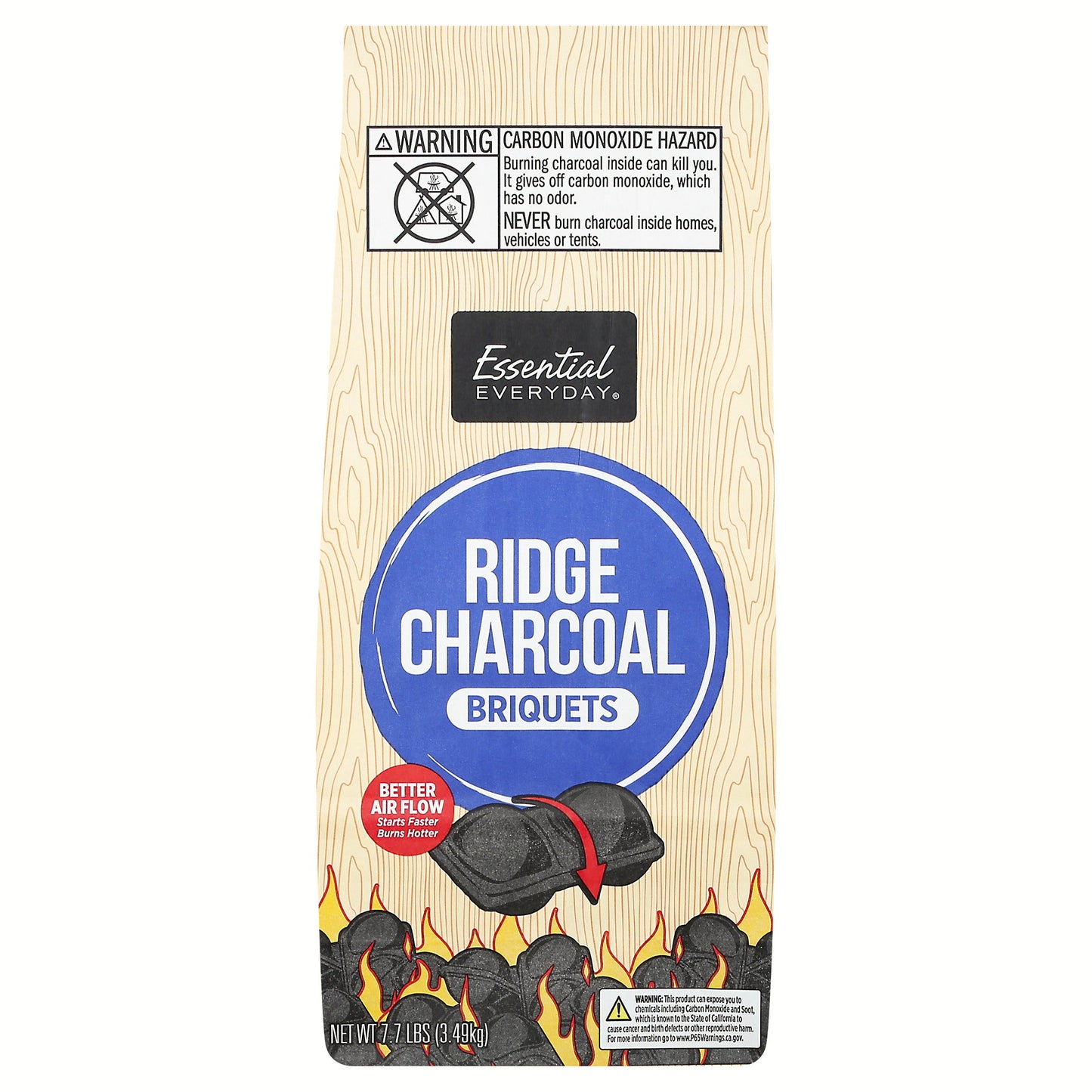 Essential Everyday Ridge Charcoal Briquets - 7.7LB
