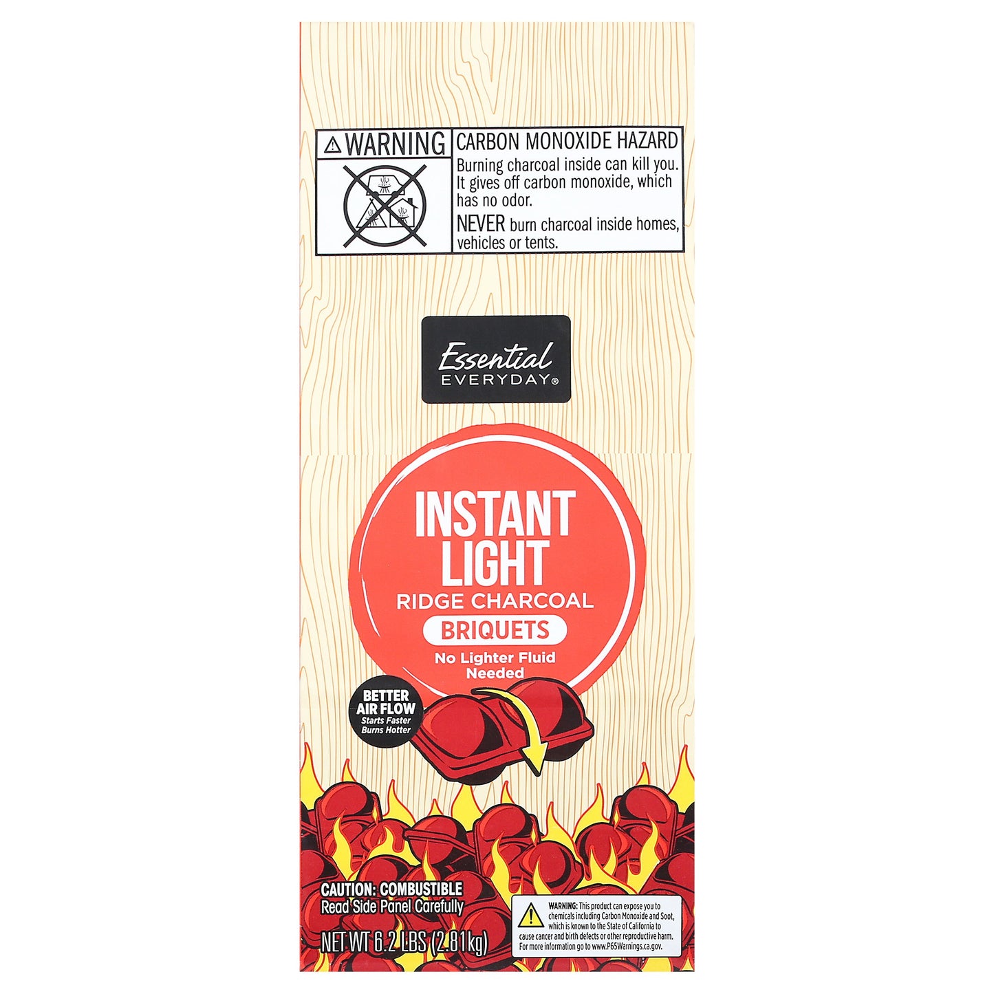Essential Everyday Instant Light Ridge Charcoal Briquets - 6.2LB