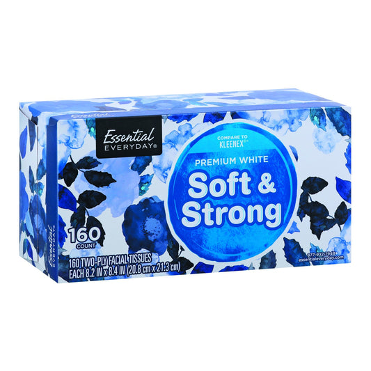 Essential Everyday Facial Tissues, Premium, White, Two-Ply