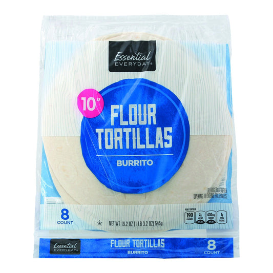 Essential Everyday Flour Tortillas, Burrito, 10 Inch