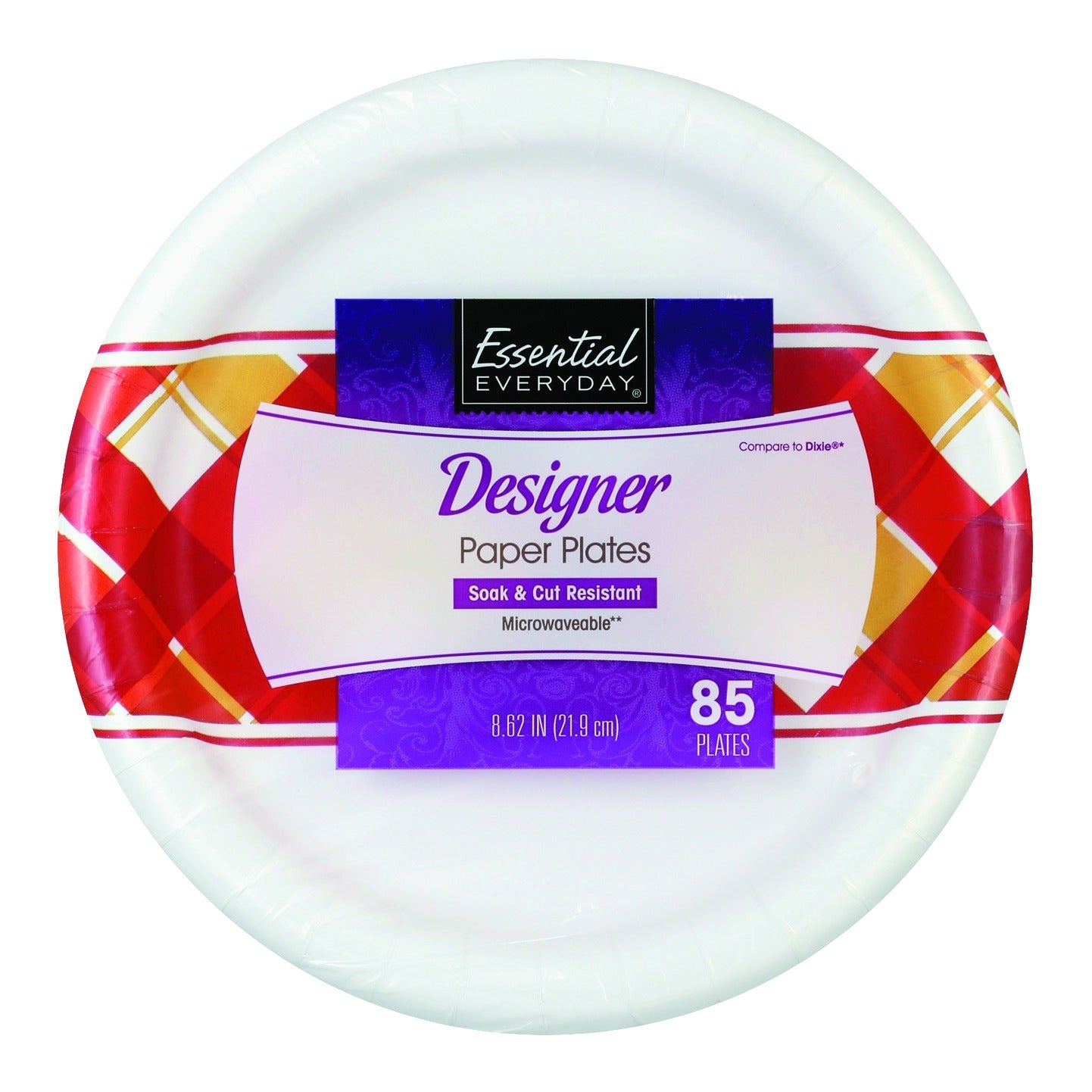 Essential Everyday Paper Plates, Designer, 8.62 Inch
