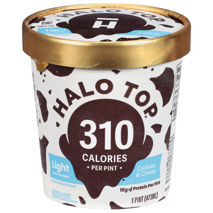 Halo Top Cookies and Cream Light Ice Cream Pint, 16 fl oz
