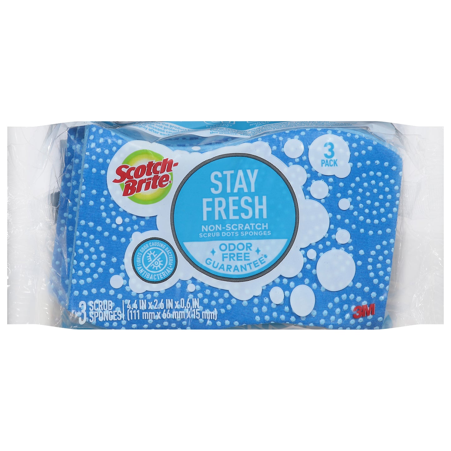 Scotch-Brite Stay Fresh Non-Scratch Scrub Dots Scrub Sponges 3 ea