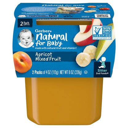 GERBER PRODUCTS COMPANY Gerber Natural for Baby - W3 2nd Foods Apricot Mxd Fruit - 2 Pack Sleeve R016A NET WT 8OZ (226g)