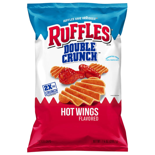 Ruffles Double Crunch Potato Chips Hot Wings Flavored 7 3/4 Oz