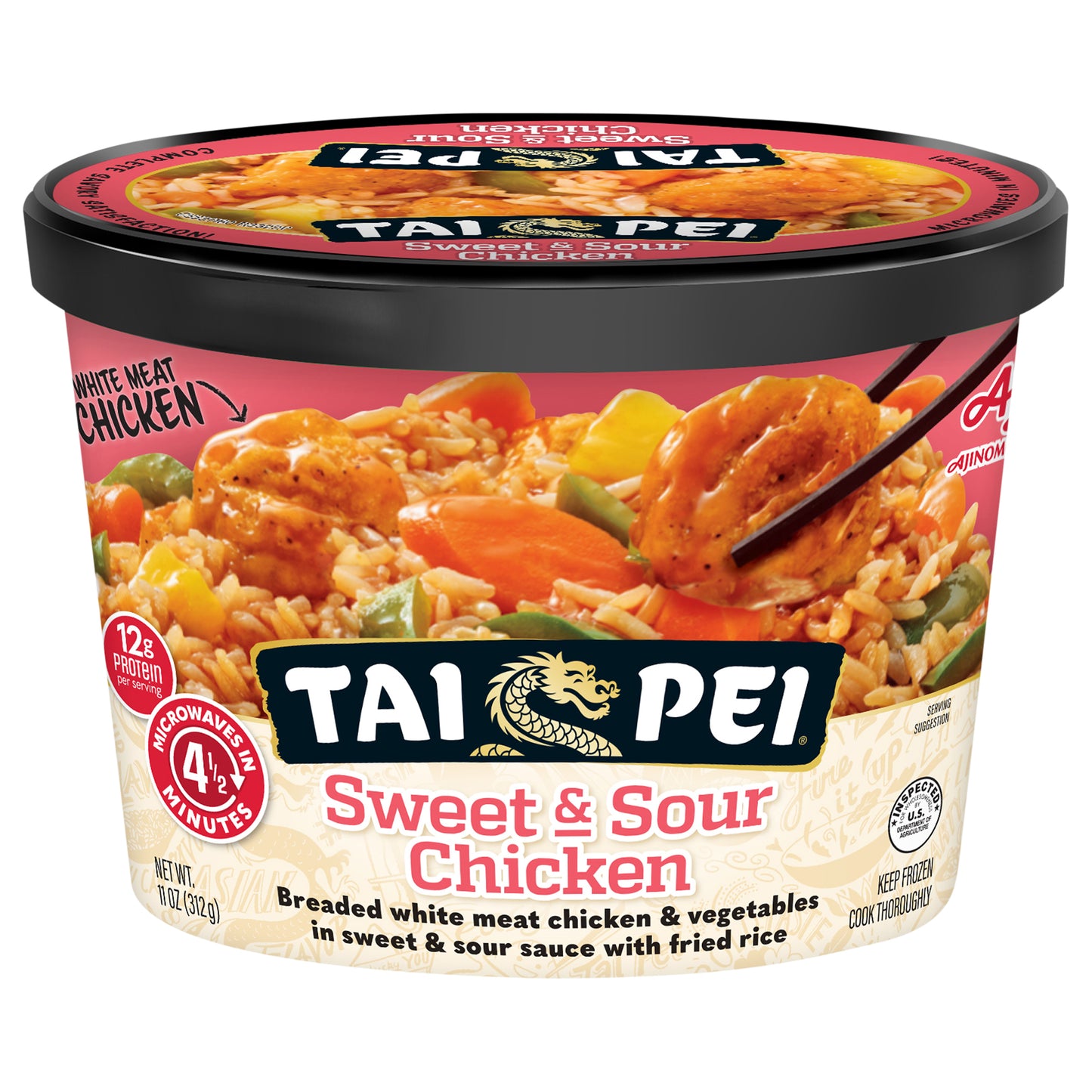 Tai Pei Sweet & Sour Chicken and Vegetable Fried Rice Asian Meal, 11 oz (Frozen)