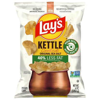 Lay's Kettle Cooked Potato Chips Original Sea Salt, 6 Oz