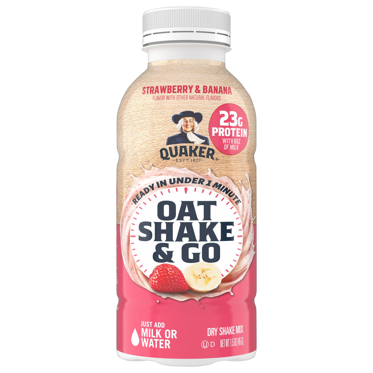 Quaker Oat Shake & Go Dry Shake Mix Strawberry & Banana, 1.5 Oz