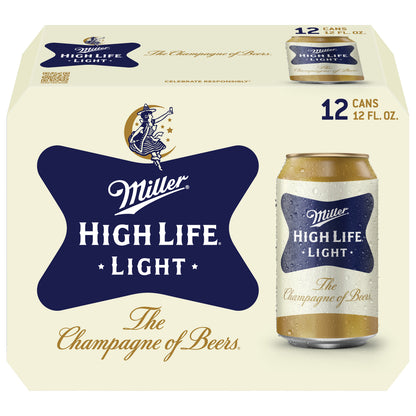 Miller High Life Light Beer 12 - 12 fl oz Cans