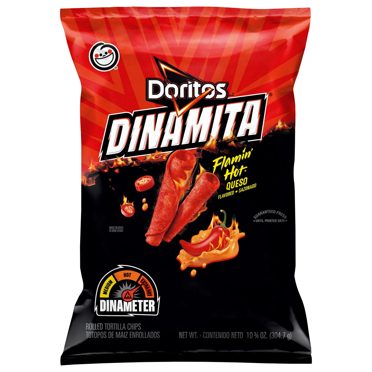 'Doritos Dinamita Rolled Tortilla Chips Flamin' Hot Queso Flavored 10 3/4 Oz