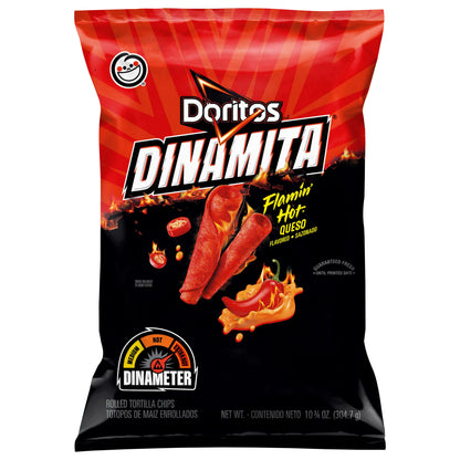 'Doritos Dinamita Rolled Tortilla Chips Flamin' Hot Queso Flavored 10 3/4 Oz
