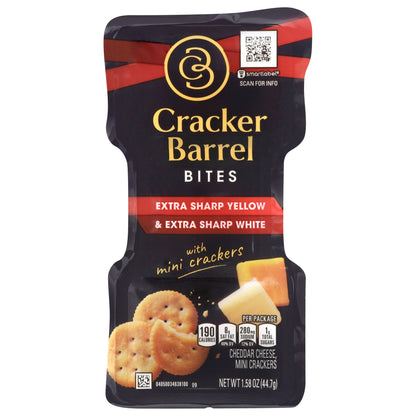 Cracker Barrel Extra Sharp Yellow & Extra Sharp White Bites with Mini Crackers 1.58 oz