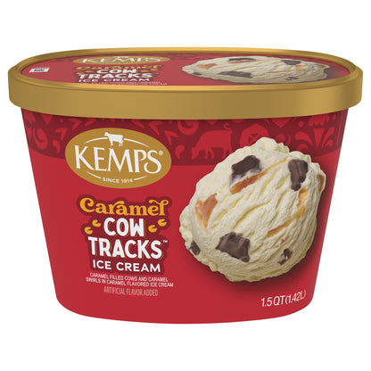 Kemps Caramel Cow Tracks Ice Cream 1.5 Quart
