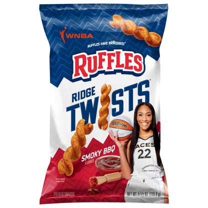 Ruffles Ridge Twists Potato Snacks Smoky BBQ Flavored 5 1/2 Oz
