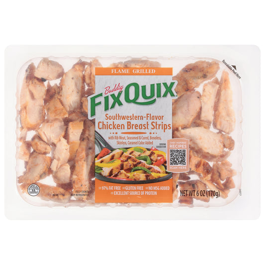 Buddig Fix Quix Flame Grilled Southwestern-Flavor Chicken Breast Strips 6 oz