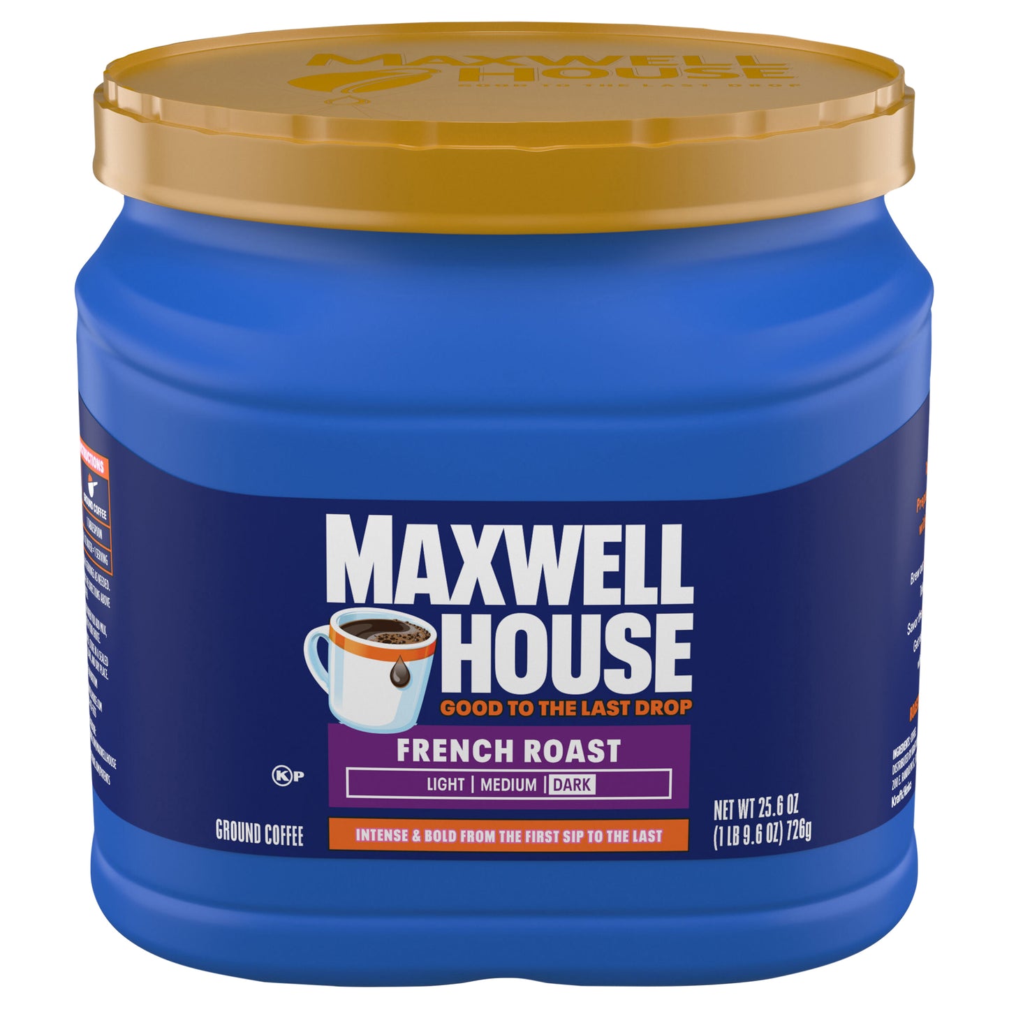 Maxwell House Dark Roast French Roast Ground Coffee, 25.6 oz. Canister