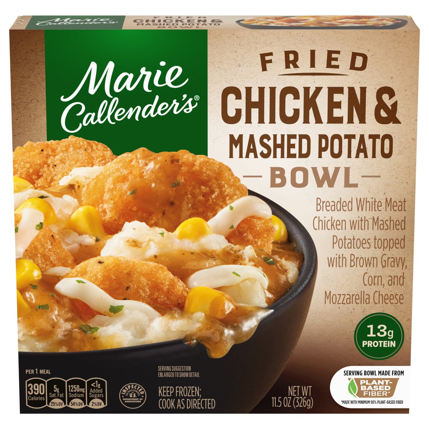 Marie Callender's Fried Chicken and Mashed Potato Bowl, Single Serve Frozen Meal, 11.5 oz.