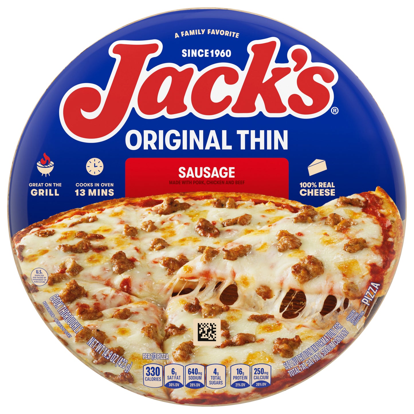 Jack's Original Thin Crust Sausage Frozen Pizza 14.902 oz.