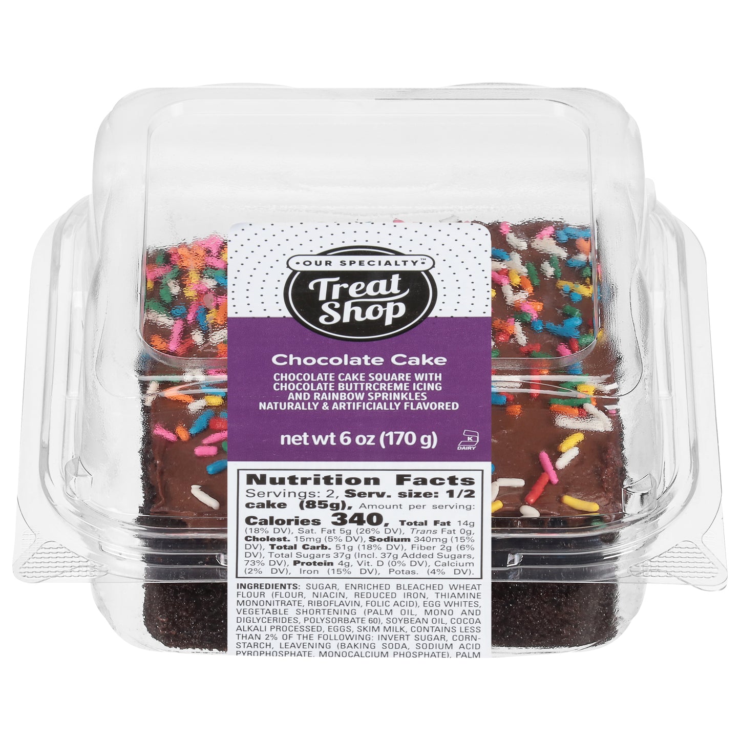 Our Specialty Treat Shop Chocolate Cake Square with Chocolate Buttercreme Icing 6 oz