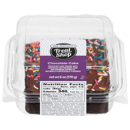 Our Specialty Treat Shop Chocolate Cake Square with Chocolate Buttercreme Icing 6 oz