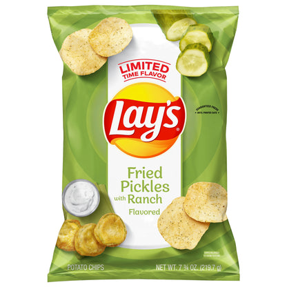 Lay's Potato Chips Fried Pickles With Ranch 7 3/4 Oz
