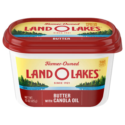 Land O Lakes Butter with Canola Oil, Spreadable, 15 oz tub