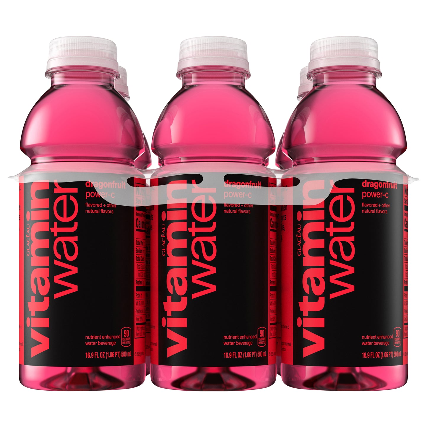 vitaminwater power-c electrolyte enhanced water w/ vitamins, dragonfruit drinks, 16.9 fl oz, 6 Pack