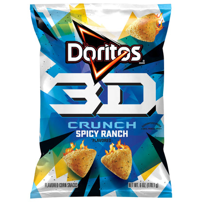 Doritos 3D Crunch Flavored Corn Snacks Spicy Ranch Flavored 6 Oz
