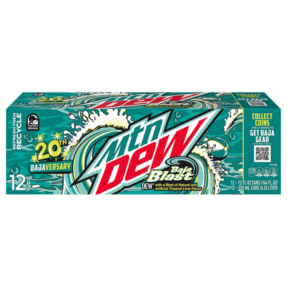 Mtn Dew Baja Blast DEW With a Blast Of Natural & Artificial Tropical Lime Flavor 12 Fl Oz 12 Count