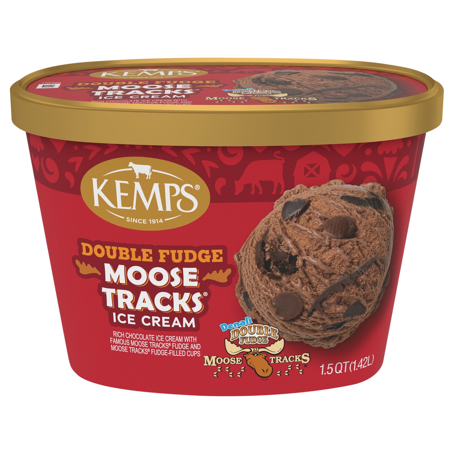 Kemps Double Fudge Moose Tracks Ice Cream 1.5 Quart