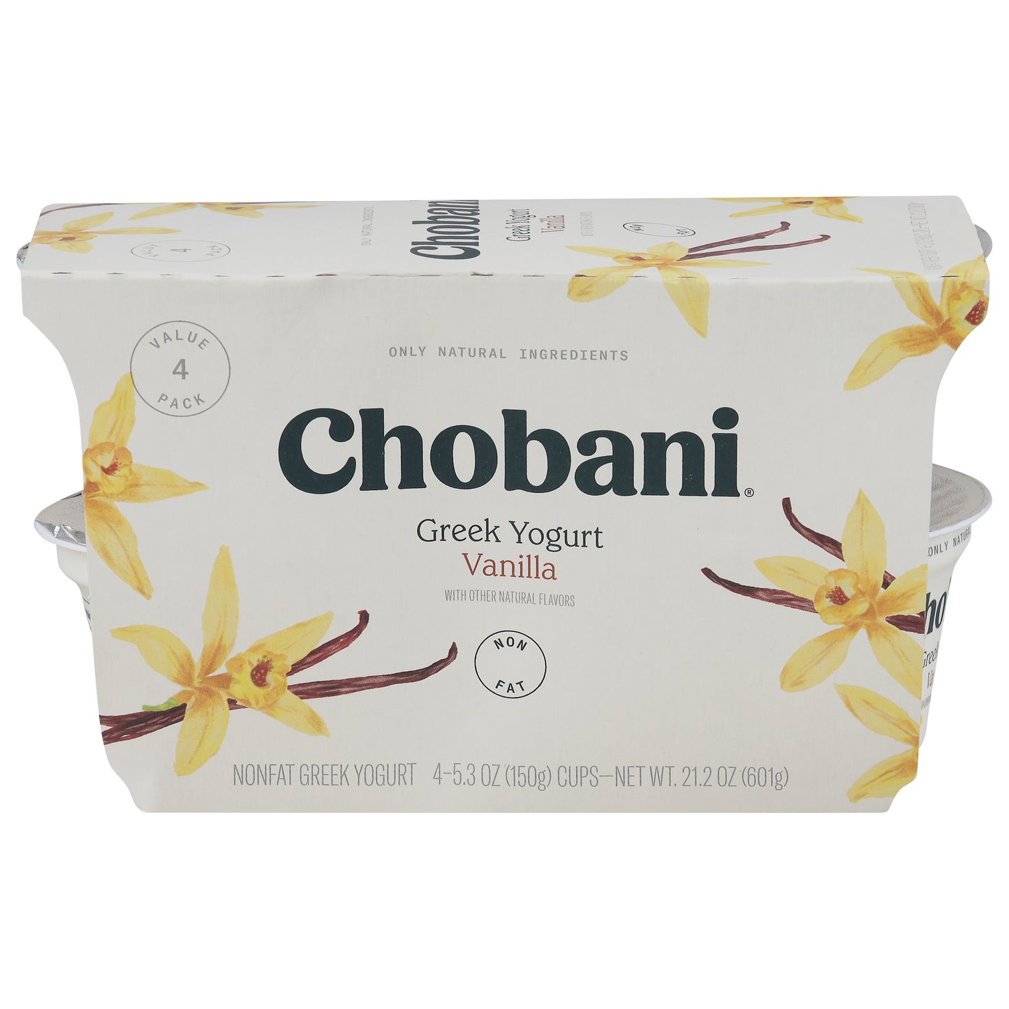 Chobani Greek Nonfat Vanilla Yogurt Value Pack 4 - 5.3 oz Cups