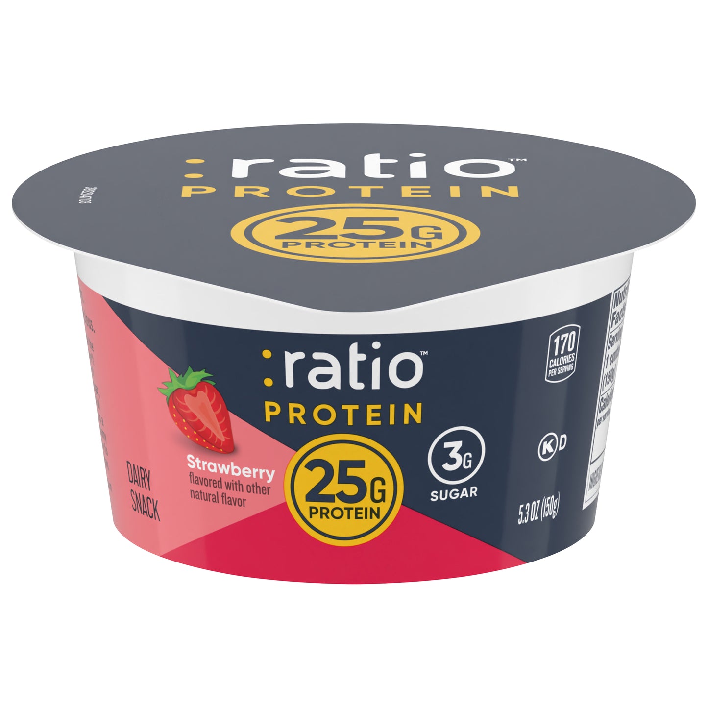 Ratio Yogurt Protein Cultured Dairy Snack, Strawberry, 25g Protein, 5.3 OZ