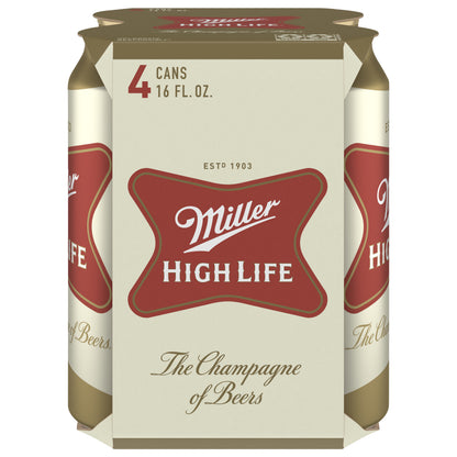 Miller High Life Beer 4 - 16 fl oz Cans