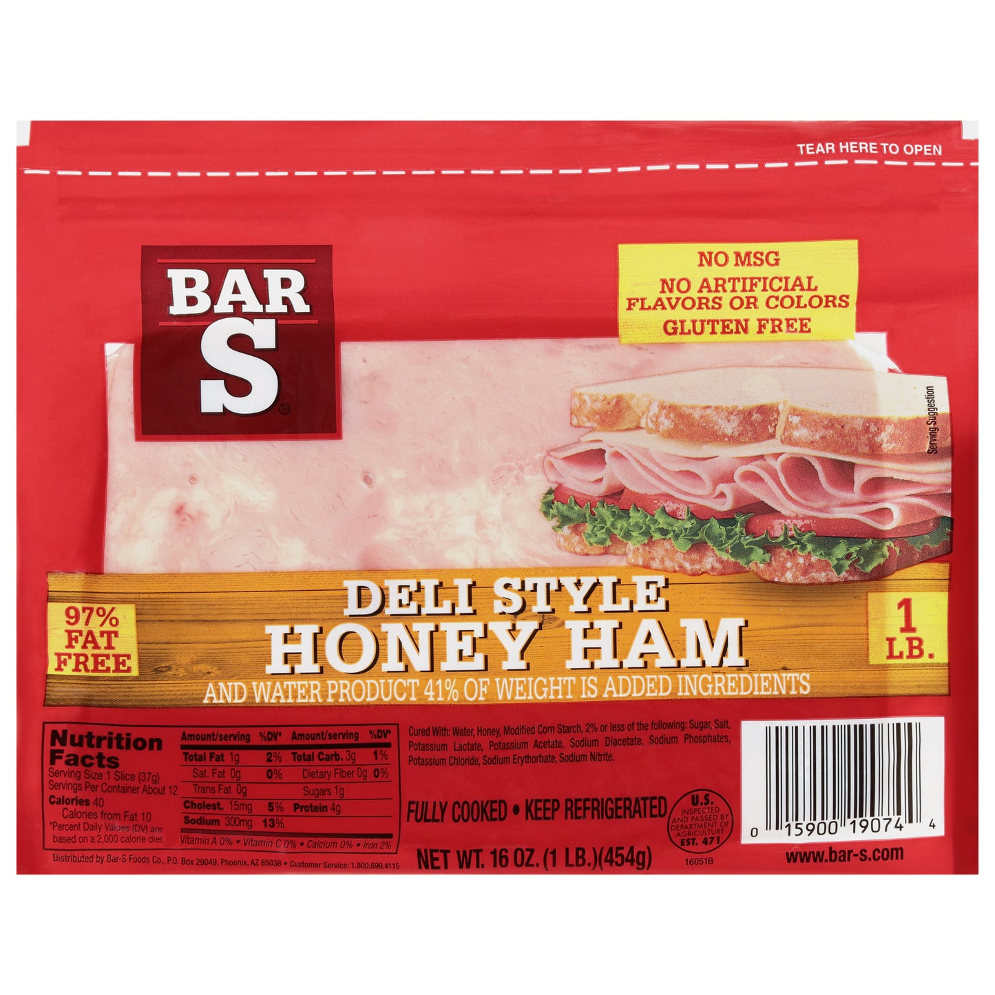 Bar S Deli Style Honey Ham 16 oz