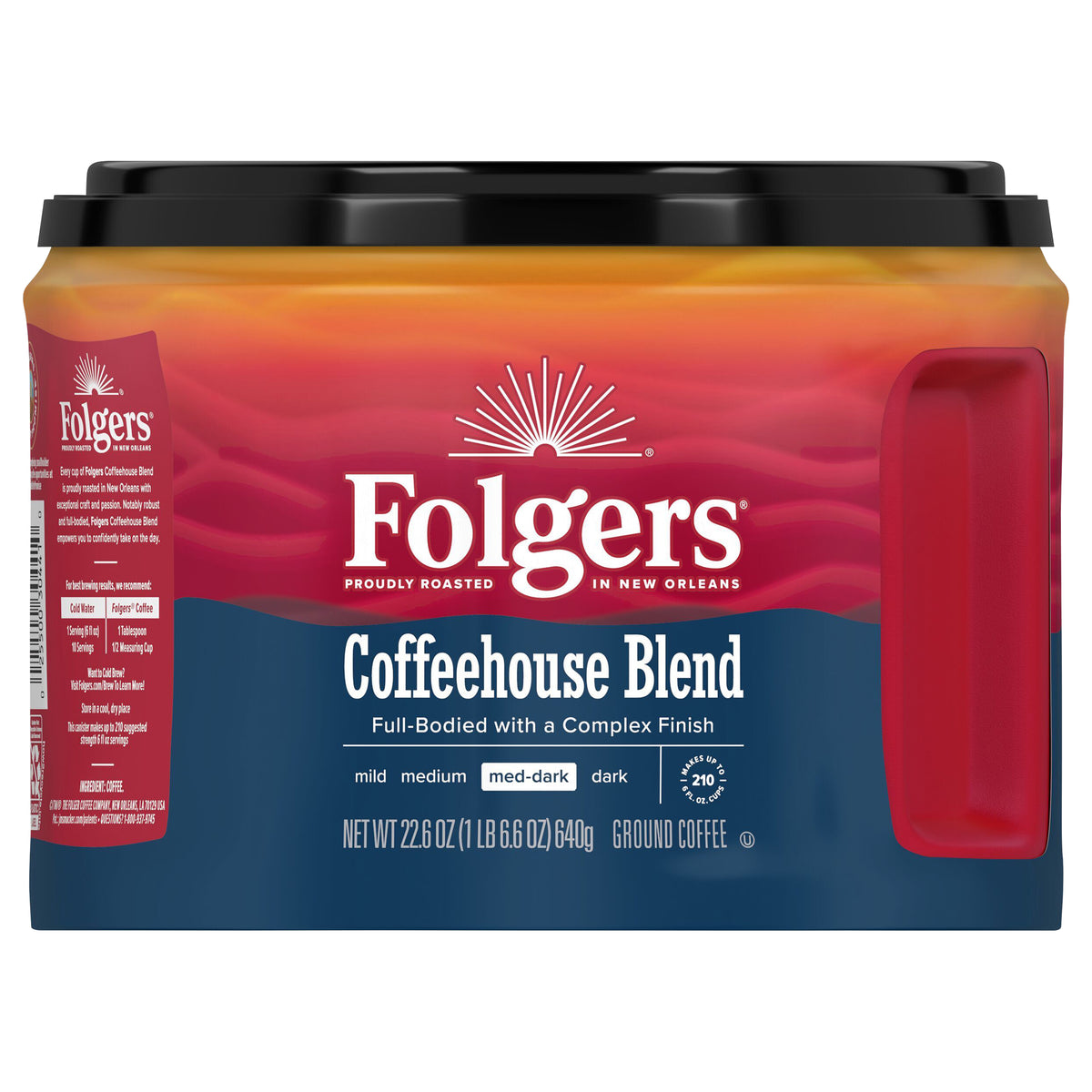 Folgers Coffeehouse Blend Ground Coffee, Medium-Dark Roast, 22.6-Ounce Canister