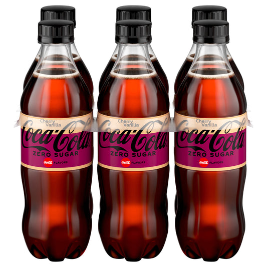 Coca-Cola Cherry Vanilla Zero Sugar Bottles, 16.9 fl oz, 6 Pack