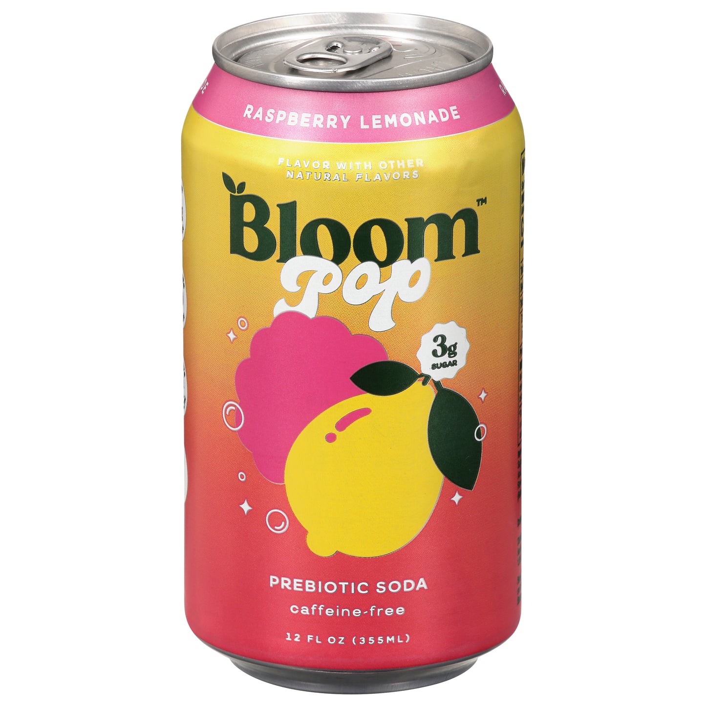 Bloom Pop Caffeine-Free Prebiotic Raspberry Lemonade Soda 12 fl oz