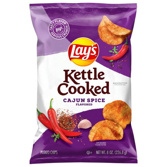 Lay's Kettle Cooked Potato Chips Cajun Spice Flavored 8 Oz