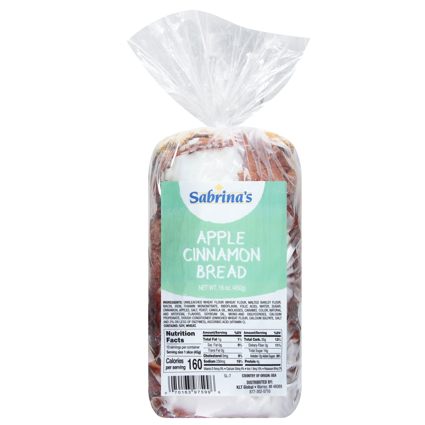 Sabrina's Apple Cinnamon Bread 16 oz