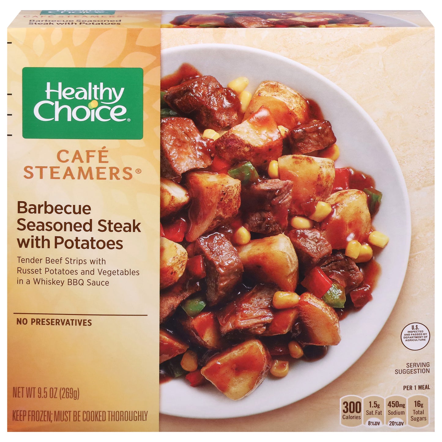 Healthy Choice Cafe Steamers Barbeque Seasoned Barbecue Seasoned Steak with Potatoes 9.5 oz