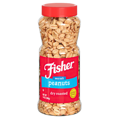 FISHER Snack Sea Salt Dry Roasted Peanuts, 14 oz