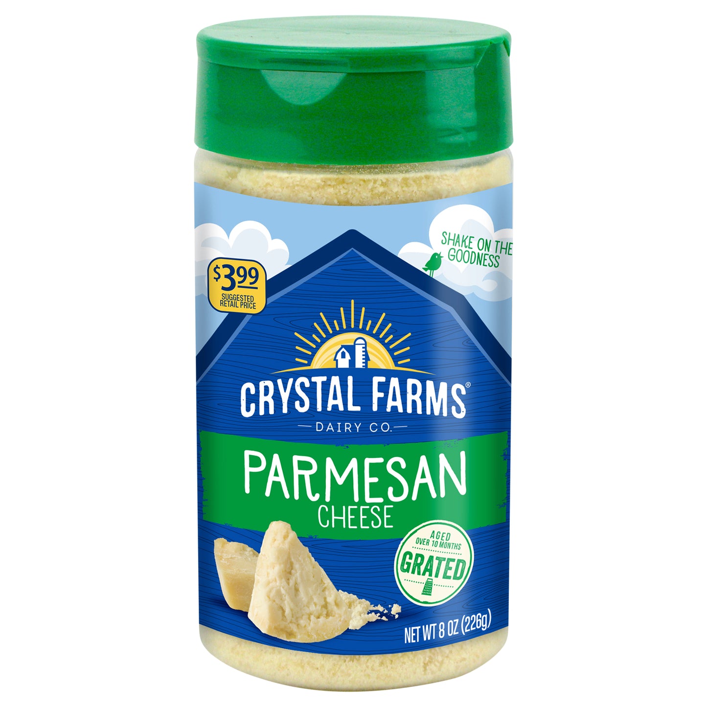 Crystal Farms Grated Parmesan Cheese, 8 oz