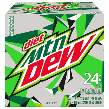 Diet Mtn Dew Soda Low Calorie DEW Citrus 12 Fl Oz 24 Count