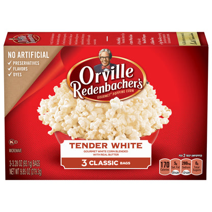Orville Redenbacher's Tender White Gourmet Microwave Popcorn, Classic Bag, 3-Count