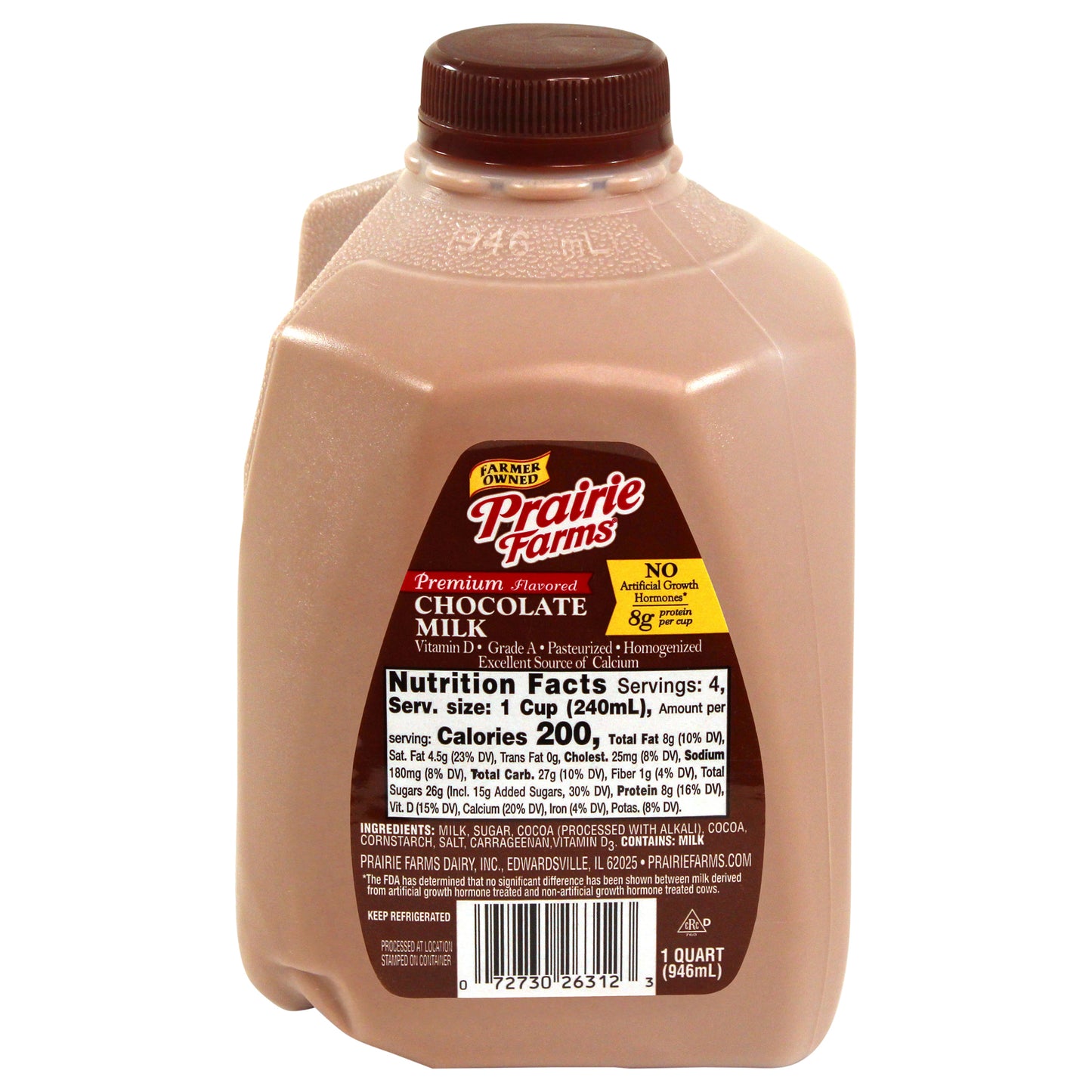 Prairie Farms Premium Chocolate Milk, Quart, 32 Fl Oz