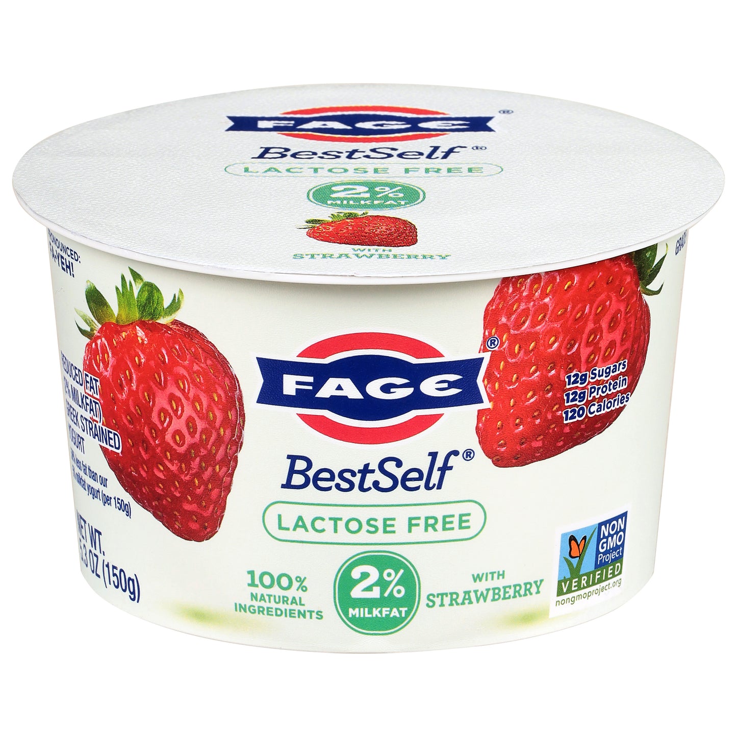 Fage BestSelf Lactose Free Reduced Fat Greek Strained Yogurt with Strawberry 5.3 oz