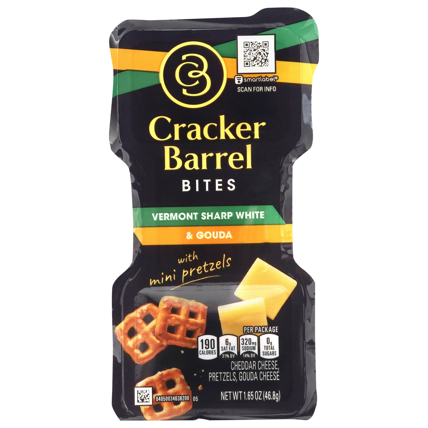 Cracker Barrel Vermont Sharp White & Gouda Bites with Mini Pretzels 1.65 oz