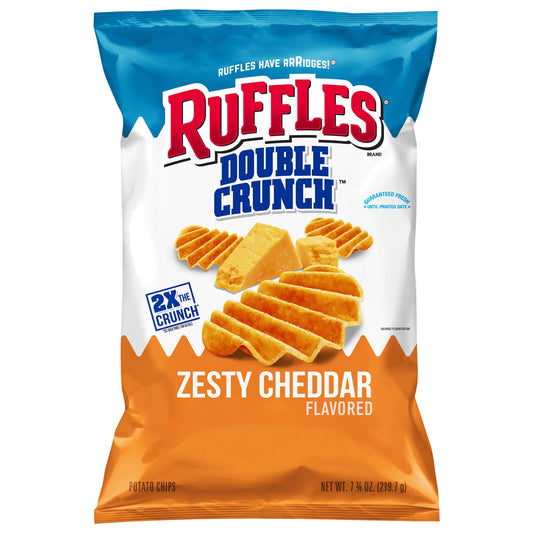 Ruffles Double Crunch Potato Chips Zesty Cheddar Flavored 7 3/4 Oz