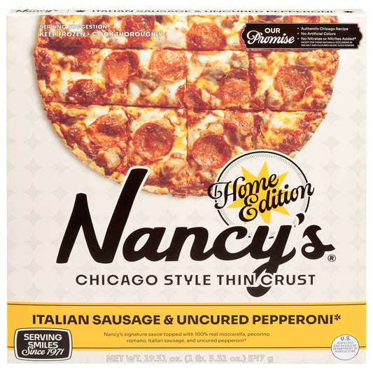 Nancy's Chicago Style Thin Crust Italian Sausage & Uncured Pepperoni Pizza 19.31 oz