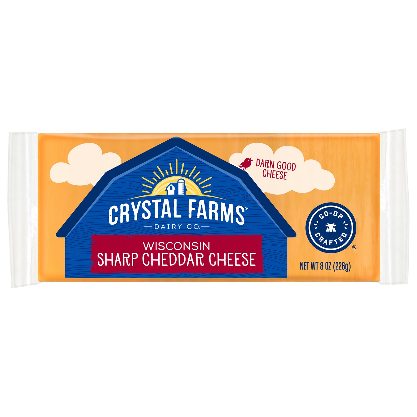 Crystal Farms Wisconsin Sharp Cheddar Cheese Block, 8 oz